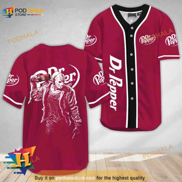 Horror Jason Voorhees Dr Pepper 3D Baseball Jersey