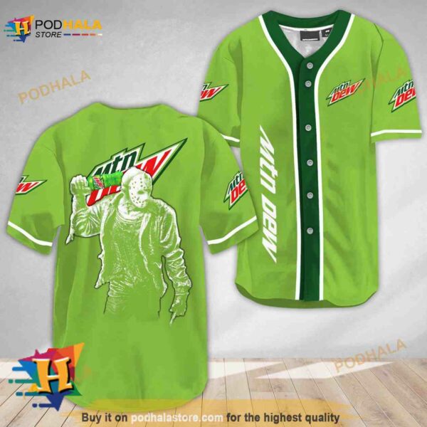 Horror Jason Voorhees Mountain Dew 3D Baseball Jersey