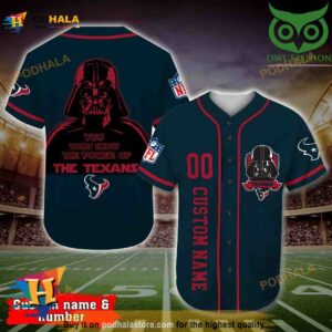 Houston Texans 3D Baseball Jersey Darth Vader Star Wars Personalized Name Number