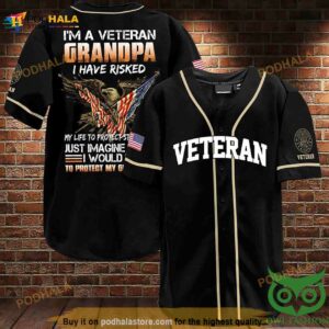 Im A Veteran Grandpa Black 3D Baseball Jersey Shirt