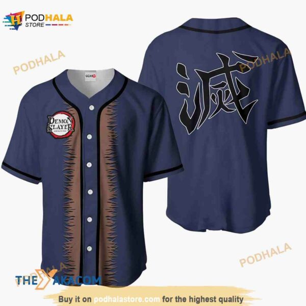 Inosuke Kimetsu Anime Costume 3D Baseball Jersey Shirt