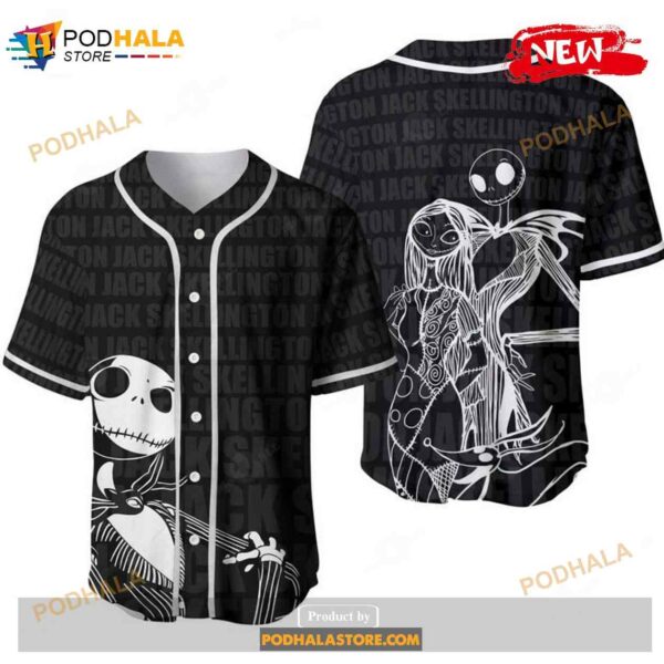 Jack Skellington All Over Print Black Baseball Jersey