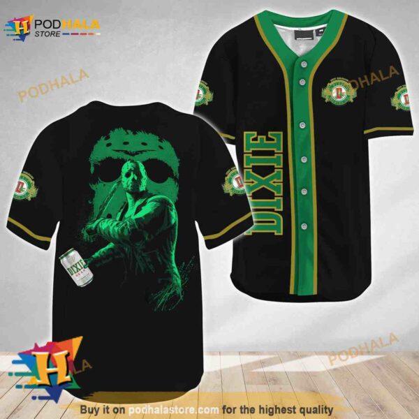 Jason Voorhees Friday The 13th Dixie Beer 3D Baseball Jersey