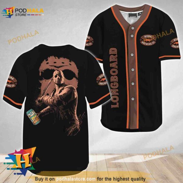 Jason Voorhees Friday The 13th Kona Brewing 3D Baseball Jersey