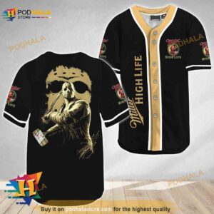 Jason Voorhees Friday The 13th Miller High Life 3D Baseball Jersey