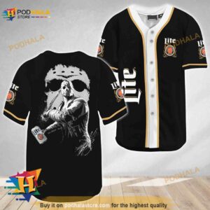 Jason Voorhees Friday The 13th Miller Lite 3D Baseball Jersey