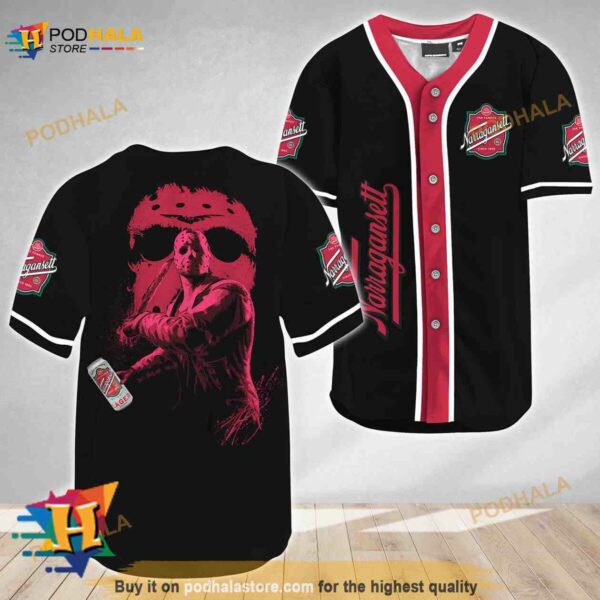 Jason Voorhees Friday The 13th Narragansett Beer 3D Baseball Jersey