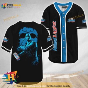 Jason Voorhees Friday The 13th Natural Light 3D Baseball Jersey