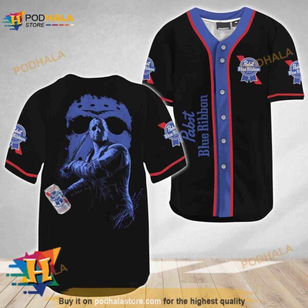 Jason Voorhees Friday The 13th Pabst Blue Ribbon 3D Baseball Jersey