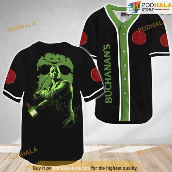 Jason Voorhees Halloween Friday The 13th Buchanans Whisky 3D Baseball Jersey Shirt