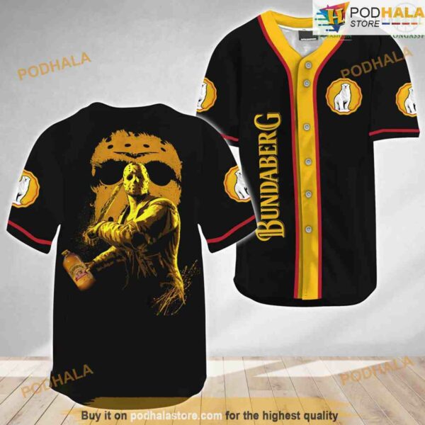 Jason Voorhees Halloween Friday The 13th Bundaberg Rum 3D Baseball Jersey Shirt