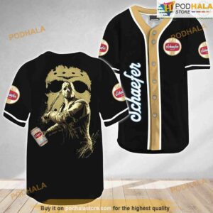 Jason Voorhees Halloween Friday The 13th Schaefer Beer 3D Baseball Jersey Shirt