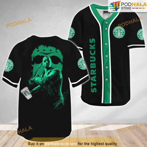 Jason Voorhees Halloween Friday The 13th Starbucks 3D Baseball Jersey Shirt