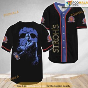 Jason Voorhees Halloween Friday The 13th Strohs Beer 3D Baseball Jersey Shirt