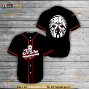 Jason Voorhees Red Blood Full Moon 3D Baseball Jersey Shirt