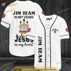 Jim Beam In My Veins Jesus In My Heart 3D Baseball Jersey