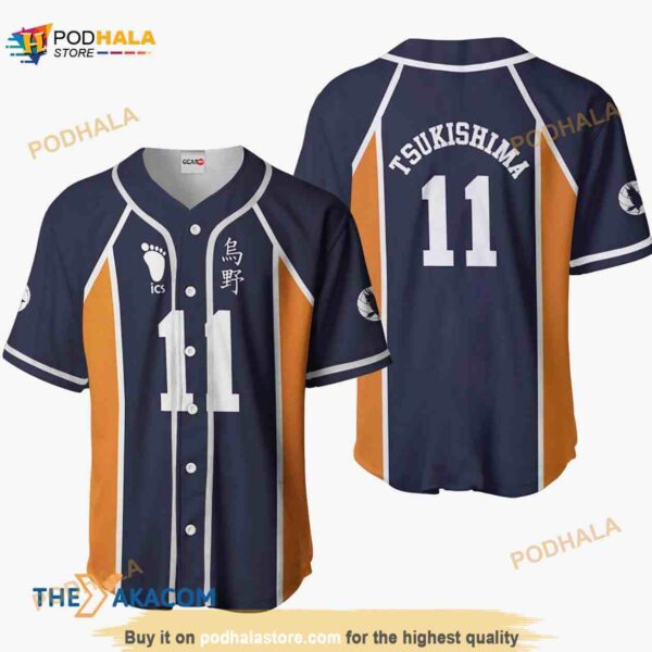 Kei Tsukishima Haikyuu Anime 3D Baseball Jersey Shirt For Fans