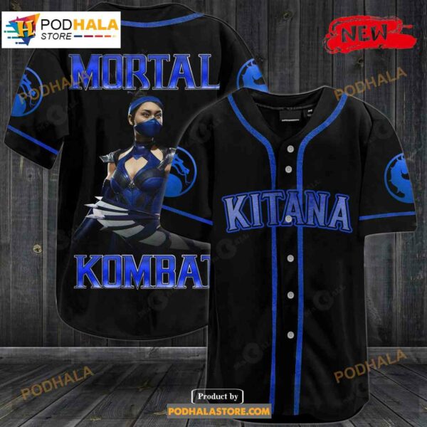 Kitana Mortal Kombat All Over Print Black Baseball Jersey