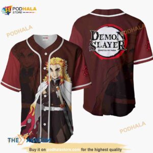 Kyojuro Rengoku Kimetsu Anime 3D Baseball Jersey Shirt