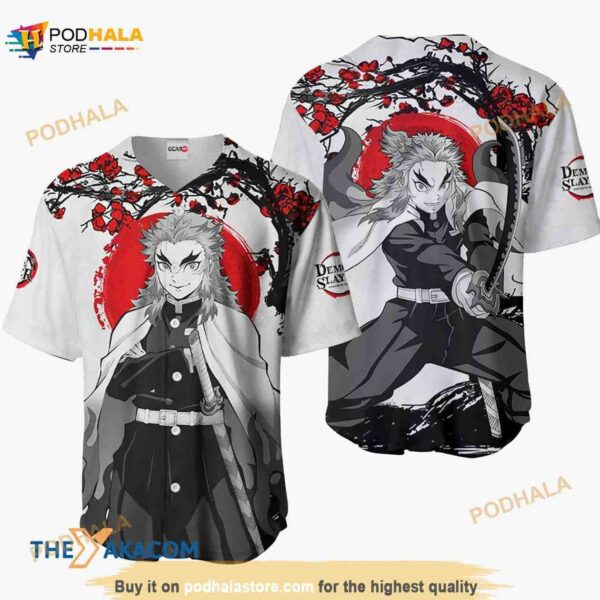 Kyoujurou Rengoku Kimetsu Anime Japan Style 3D Baseball Jersey Shirt