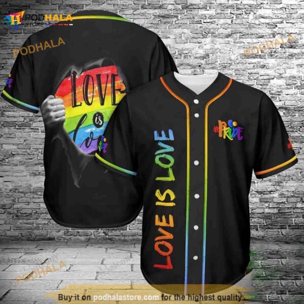 LGBT Pride Love Is Love 3D Baseball Jersey Shirt