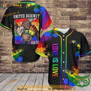 LGBT United Against Hate Hand Hold Love Is Love 3D Baseball Jersey Shirt