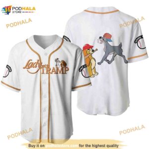 Lady & The Tramp Dogs Disney Cartoon Graphics All Over Print Unisex 3D Baseball Jersey