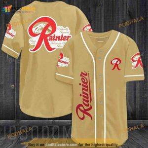 Light Brown Rainier Beer 3D Baseball Jersey