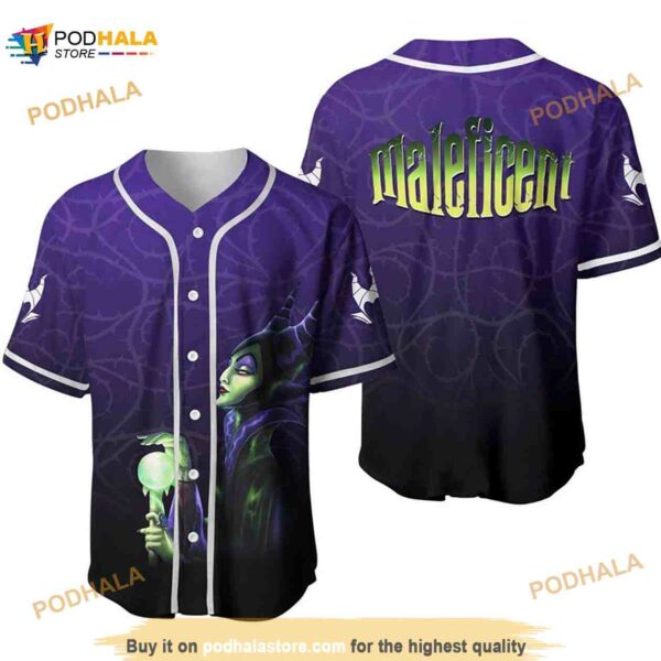 Maleficent All Over Print 3D Baseball Jersey – Ombre Purple Black