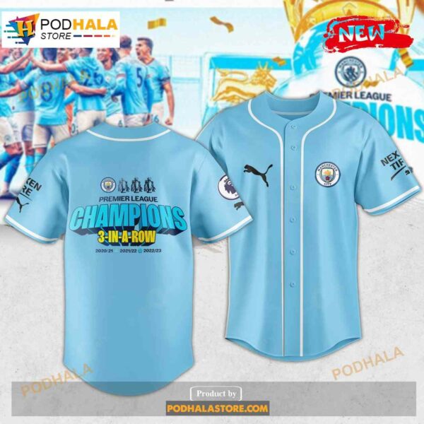 Manchester City Premier League Champions Blue Jersey