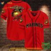 Marine Veteran Red 3D Baseball Jersey Shirt