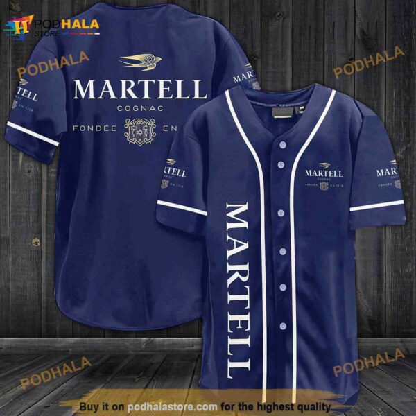 Martell Cognac All Over Print Unisex 3D Baseball Jersey – Navy