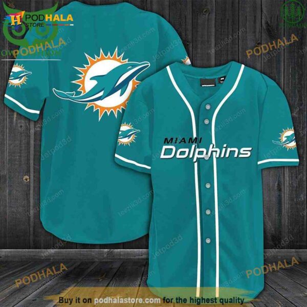 Miami Dolphins 3D Baseball Jersey Shirt