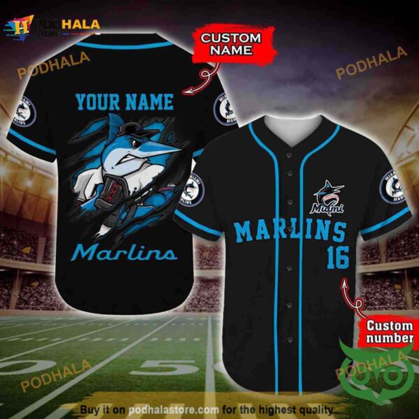 Miami Marlins 3D Baseball Jersey Personalized Gift