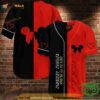 Mickey Mouse Half Black Half Red 3D Baseball Jersey Shirt