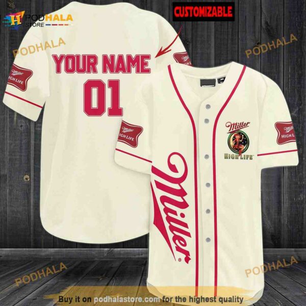 Miller Highlife Beer 3D Baseball Jersey