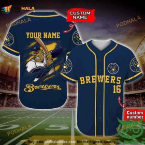 Milwaukee Brewers 3D Baseball Jersey Personalized Gift