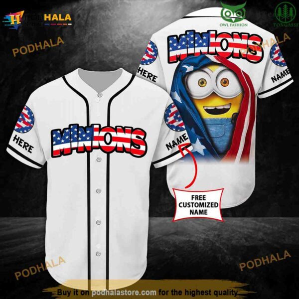 Minion America Flag Personalized 3D Baseball Jersey Shirt