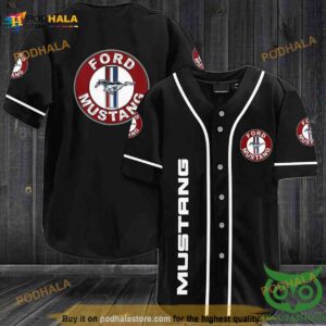 Mustang Ford Black And Red 3D Baseball Jersey Shirt