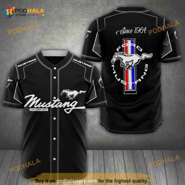 Mustang The Legend Lives 3D Baseball Jersey Shirt