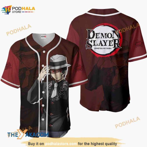 Muzan Kibutsuji Kimetsu Anime 3D Baseball Jersey Shirt