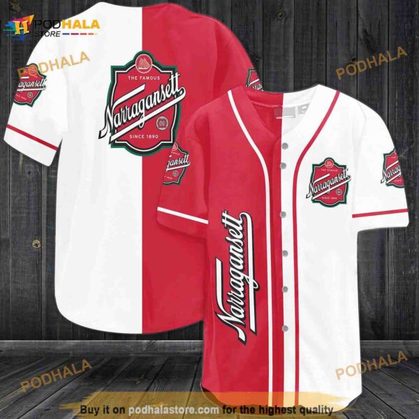 Narragansett Beer 3D Baseball Jersey