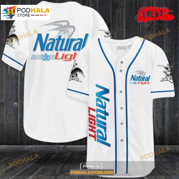 Natural Light Beer White Baseball Jersey