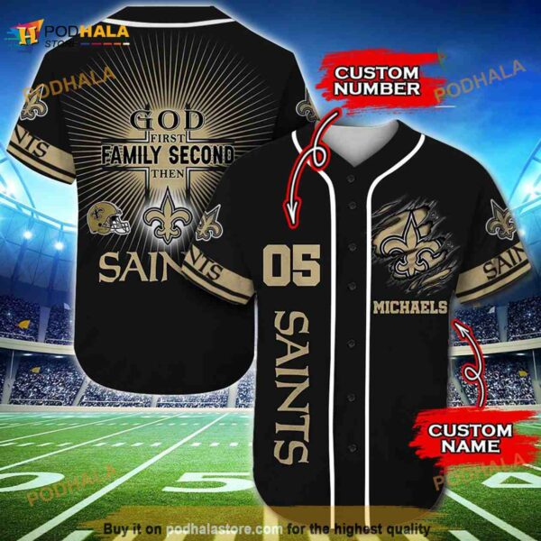 New Orleans Saints Custom Name Number 3D Baseball Jersey Shirt