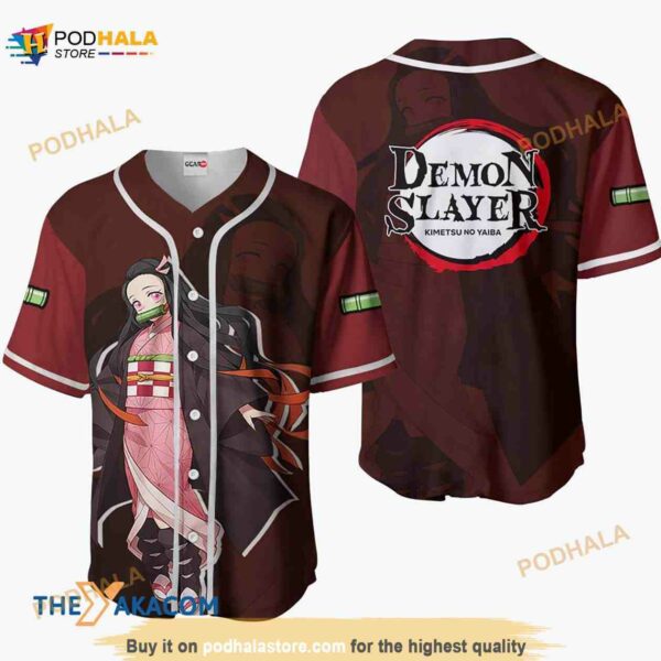 Nezuko Kimetsu Anime 3D Baseball Jersey Shirt