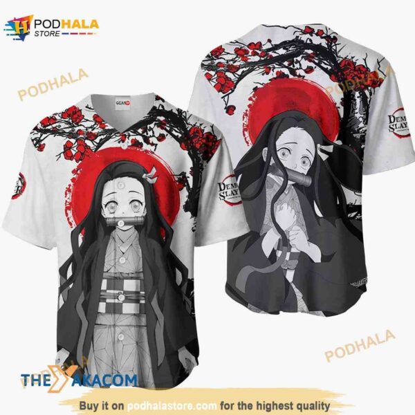 Nezuko Kimetsu Anime Japan Style 3D Baseball Jersey Shirt