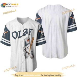 Olaf Snowman Frozen All Over Print Pinstripe 3D Baseball Jersey