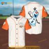 Olaf The Pitcher Frozen Disney Cartoon Pinstripe 3D Baseball Jersey