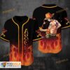 One Piece Ace Fire Art 3D Baseball Jersey Shirt