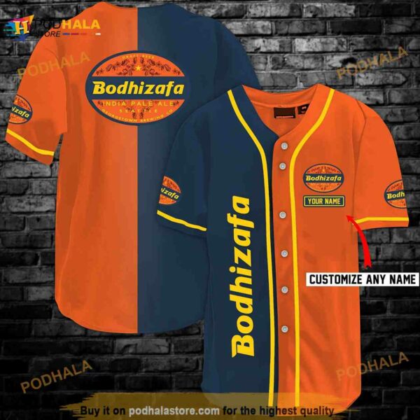 Orange And Navi Split Bodhizafa Beer 3D Baseball Jersey